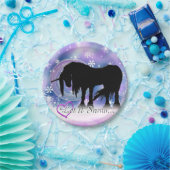 Das mystische Schwarze Einhorn (Lass es schneien) Pappteller (Party)