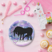 Das mystische Schwarze Einhorn (Lass es schneien) Pappteller (Party)