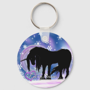 Das mystische Schwarze Einhorn (Lass es schneien) Schlüsselanhänger