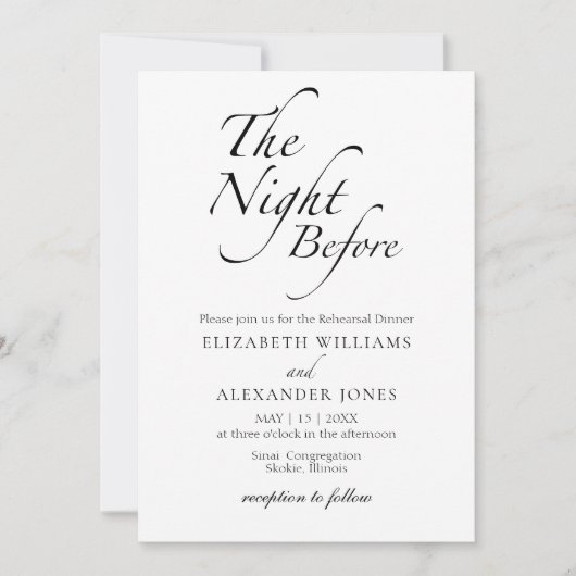 Das Nachtessen vor der modernen Script-Probe Einladung (Vorderseite)