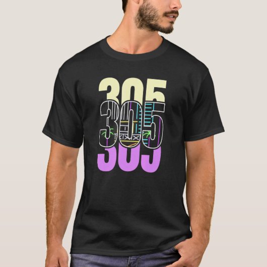 Das Nachtleben von Miami im Retro-Design von 305 T-Shirt (Vorderseite)