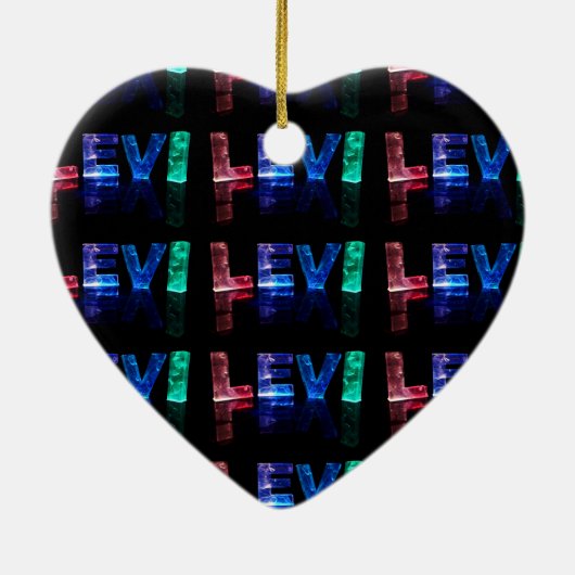 Das Namenslevi in 3D beleuchtet (Fotografie) Keramikornament (Hinten)