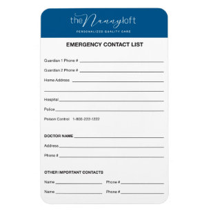 Das Nanny Loft Emergency Contact Magnet