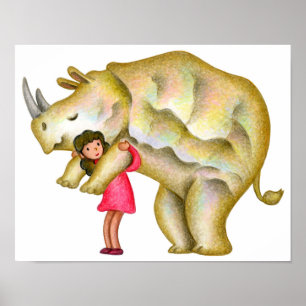 Das Nashorn möchte von einem Mädchen verwöhnt werd Poster