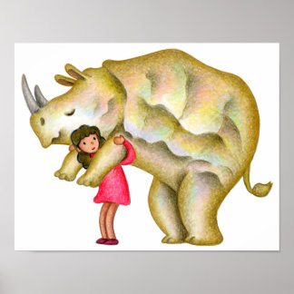 Das Nashorn möchte von einem Mädchen verwöhnt werd Poster