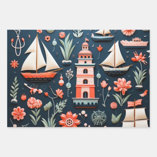 Das Nautikwackelpapier Geschenkpapier Set (Vorderseite)