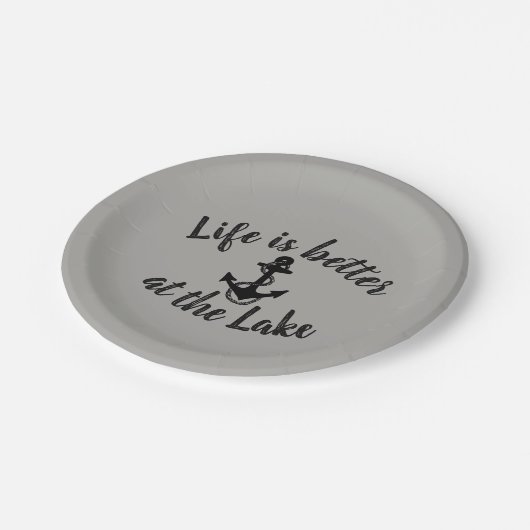 DAS Nautische LEBEN IST AM SEE BESSER UND am Anker Pappteller (Schrägansicht)