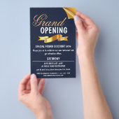 Das Navy Blue & Gold Ribbon Restaurant Grand Openi Flyer (Handgriff)