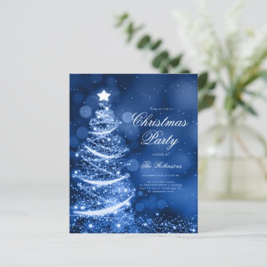Das "Navy Blue Sparkling Xmas Tree Einladungs-Prog (Stehend Vorderseite)
