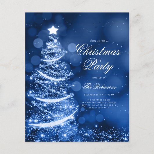 Das "Navy Blue Sparkling Xmas Tree Einladungs-Prog (Vorderseite)