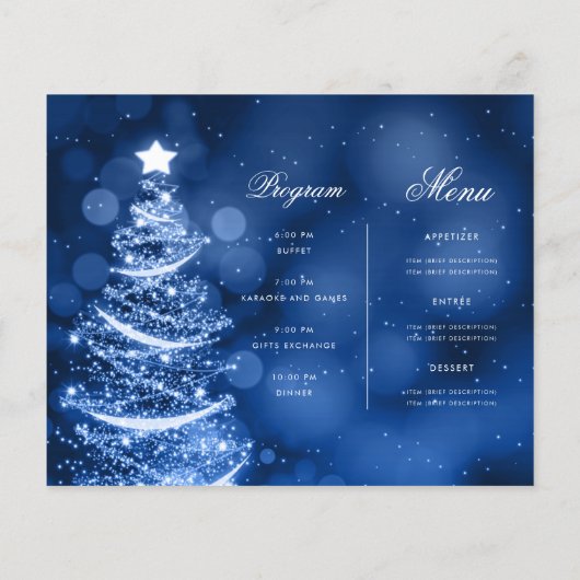 Das "Navy Blue Sparkling Xmas Tree Einladungs-Prog Flyer (Hinten)