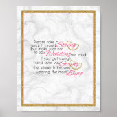 Das Necklace Game Marble & Gold Brautparty Game Poster (Vorne)