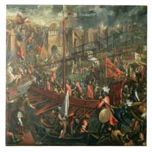 Das Nehmen von Konstantinopele (Öl auf Leinwand) Fliese