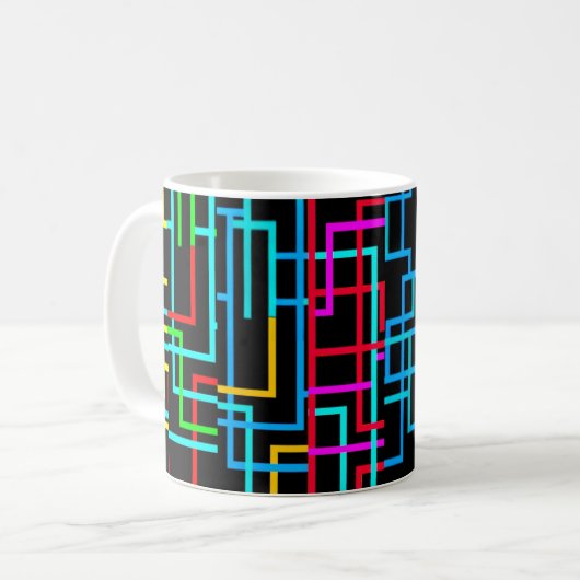 Das Neon-Retro-Gitter Kaffeetasse (Vorderseite Links)