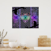 Das neonische Herz des schwarzen Raven Poster (Küche)