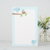Das Nest des Vogelbabys (blau) Briefpapier (Stehend Vorderseite)