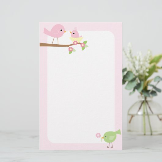 Das Nest des Vogelbabys (Rosa) Briefpapier (Stehend Vorderseite)