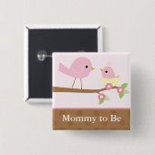 Das Nest des Vogelbabys (Rosa) Button (Vorne & Hinten)