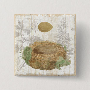 Das Nest eines Vogels mit einem Brown-Ei Button