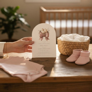 das Nest ist rosa Aquarell minimal Baby Shower Einladung