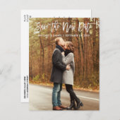 Das neue Date Modern Brush Script gerettet Postkarte (Vorne/Hinten)