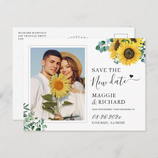 Das neue Datum des Eukalyptus-Fotos für Sonnenblum Postkarte (Vorne/Hinten)