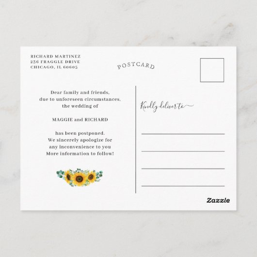 Das neue Datum des Eukalyptus-Fotos für Sonnenblum Postkarte (Rückseite)