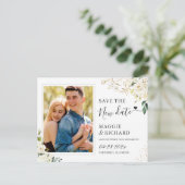 Das neue Datum Grün-Weiß-Foto gerettet Postkarte (Stehend Vorderseite)