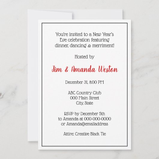 Das neue Jahr Art-Déco-Glas der Dame mit dem Holdi Einladung (Rückseite)