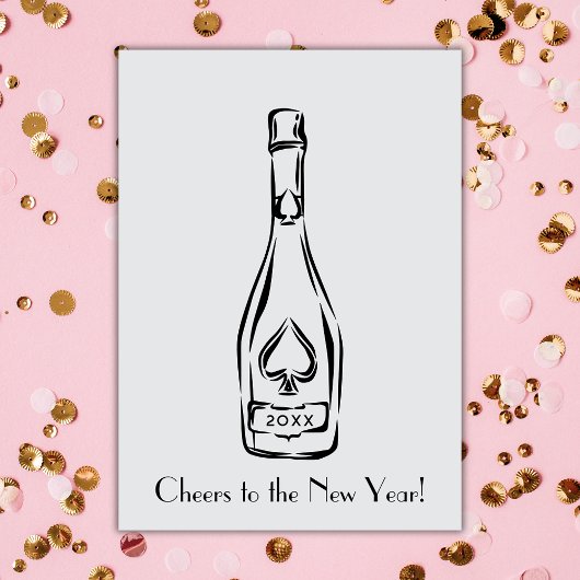 Das neue Jahr Champagner-Flaschengruss Karte