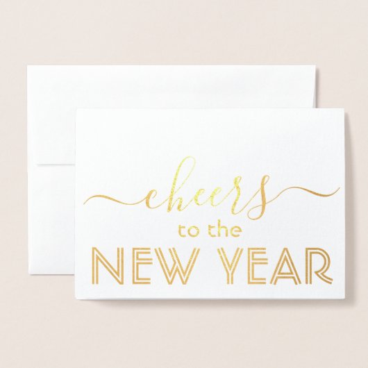 Das neue Jahr Chic 1 Foto Moderner Minimal Folienkarte (Vorderseite mit Umschlag)