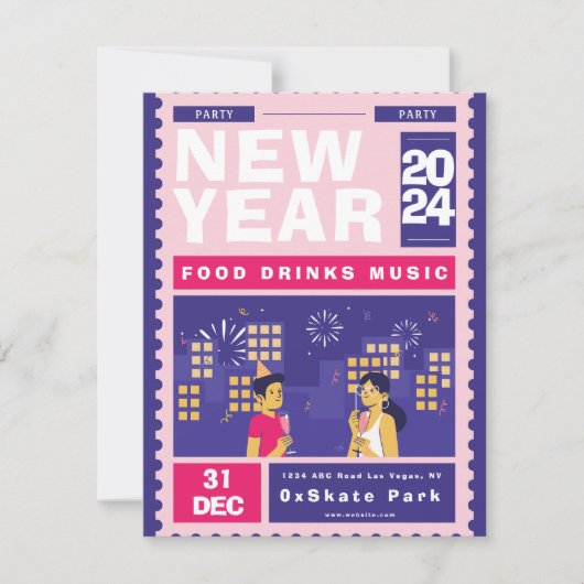 Das neue Jahr im Stil feiern Einladung (Vorderseite)