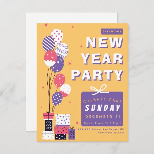 Das neue Jahr im Stil feiern Einladung (Vorne/Hinten)