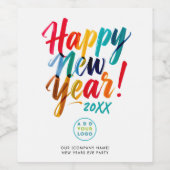 Das neue Jahr-Party für farbenfrohe Pinselstriche Weinetikett (Einzelnes Label)