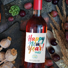 Das neue Jahr-Party für farbenfrohe Pinselstriche Weinetikett