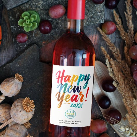Das neue Jahr-Party für farbenfrohe Pinselstriche Weinetikett