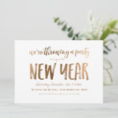 Das neue Jahr-Party mit Gold Fett Einladung (Stehend Vorderseite)