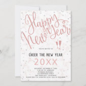 Das neue Jahr-Rose-Gold-Marmor-Party Einladung (Vorderseite)