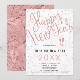 Das neue Jahr-Rose-Gold-Marmor-Party Einladung