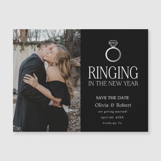 Das neue Jahr-Save the Date Foto-Magnet Magnetkarte (Vorderseite)