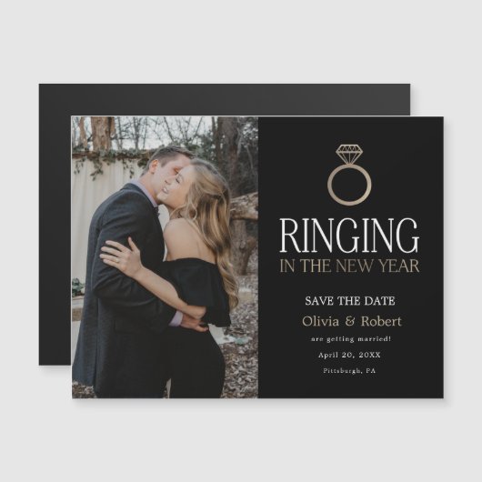 Das neue Jahr-Save the Date Foto-Magnet Magnetkarte (Vorne/Hinten)