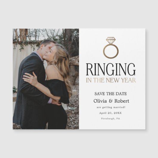 Das neue Jahr-Save the Date Foto-Magnet Magnetkarte (Vorderseite)