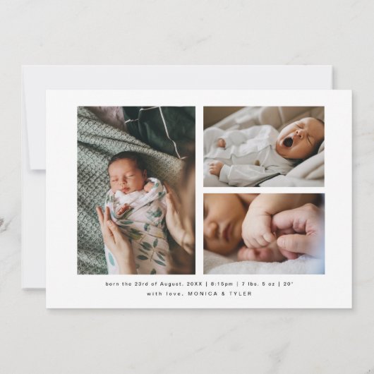 Das neue Kind | Niedlich 4 Fotos Geburt Ankündigung (Rückseite)