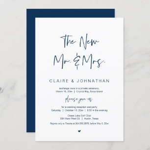Das neue Mr. and Mrs., Navy Blue, Elopement Party Einladung