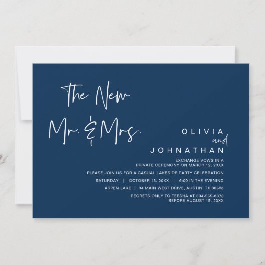Das neue Mr. and Mrs., Wedding Elopement Party Inv Einladung (Vorderseite)