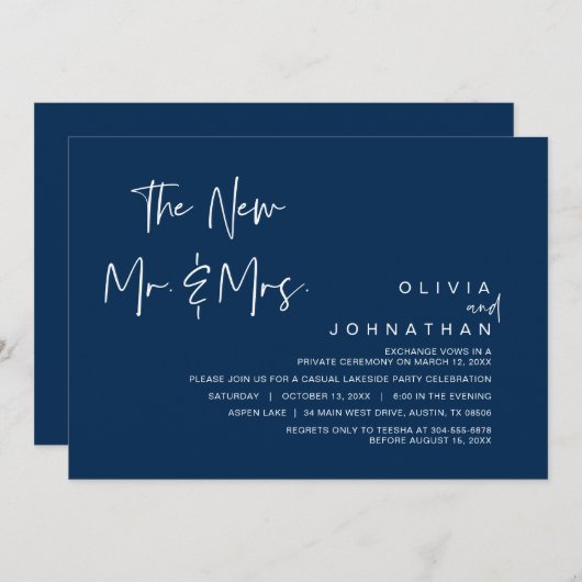 Das neue Mr. and Mrs., Wedding Elopement Party Inv Einladung (Vorne/Hinten)