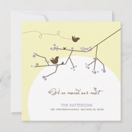 Das neue Nest der lila Vogelfamilie am Zuhause-Mov Ankündigung