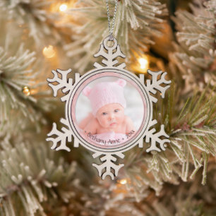 Das neugeborene Baby Girl-Gedenkgeplänkel Keepake Schneeflocken Zinn-Ornament