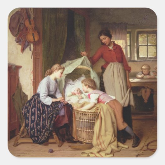 Das neugeborene Kind Quadratischer Aufkleber (Vorderseite)
