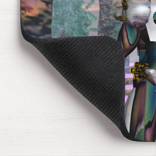 DAS NEUJAHR, ALS EIN ZYBORG VON DER ZUKUNFT ABGETR MOUSEPAD (Ecke)